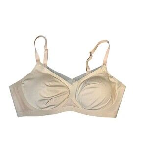 Honeylove Crossover Bra Wirefree Size 36 B/C Nude Mesh Adjustable Padded Support